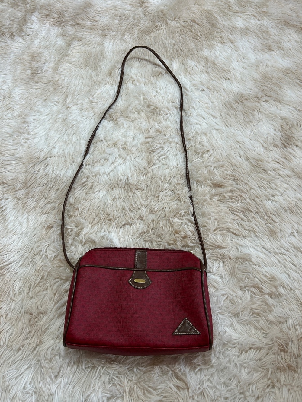 Liz Claiborne Burgundy Crossbody Bag with Brown Trim